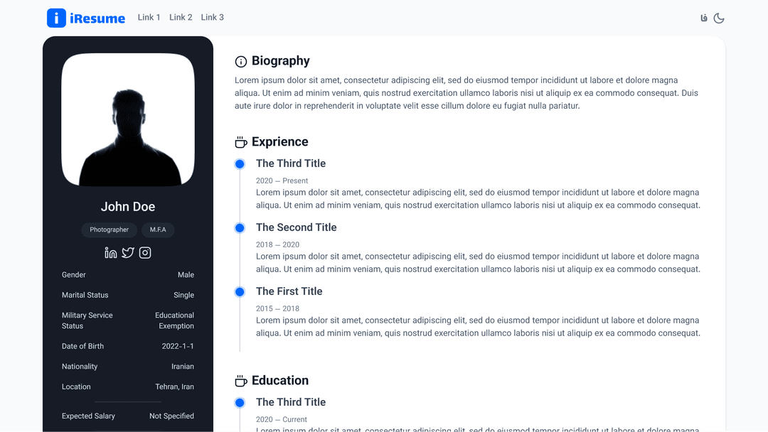 iResume HTML Template